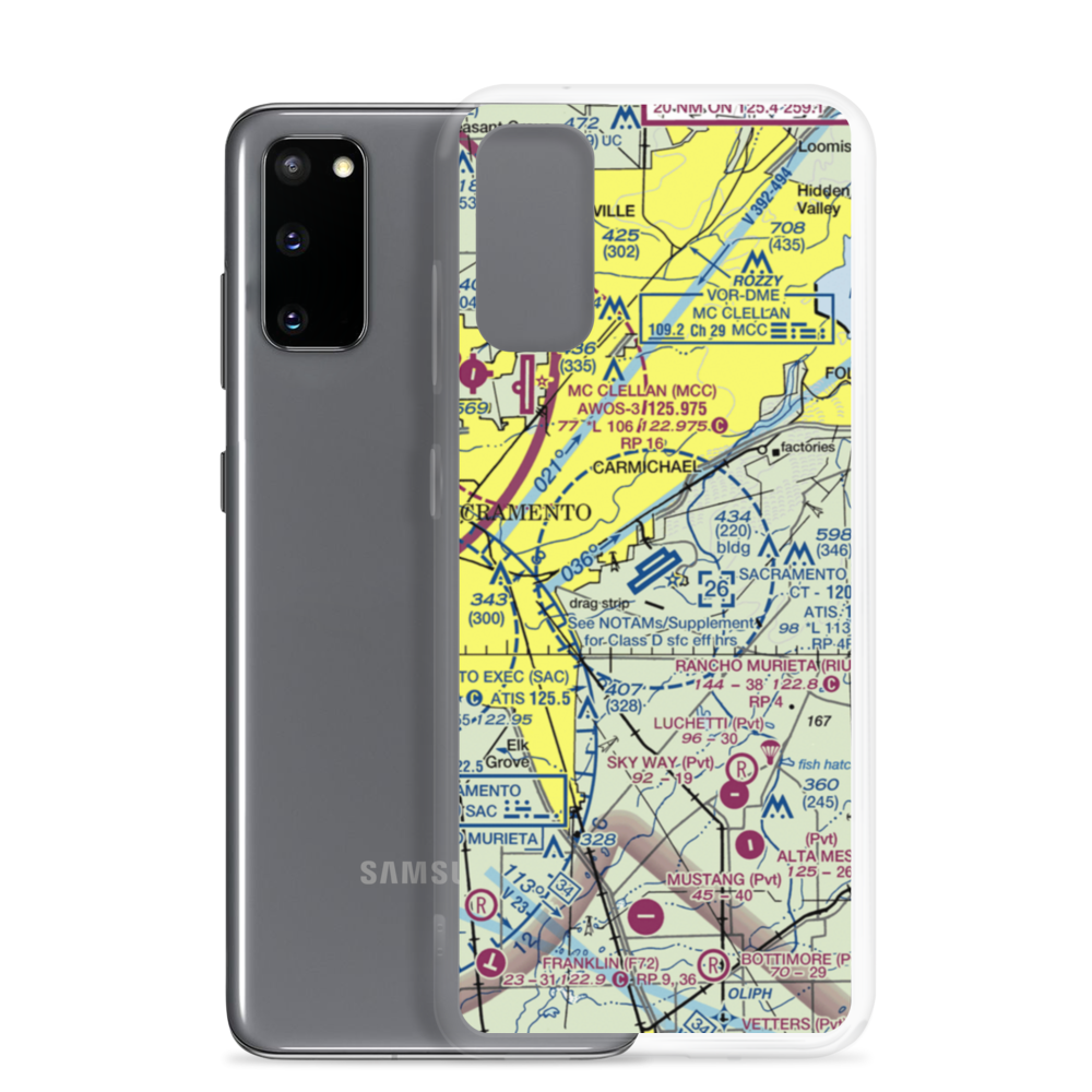 Sacramento Mather Airport (MHR) VFR Sectional Samsung Case Samsung Galaxy S20 model shown
