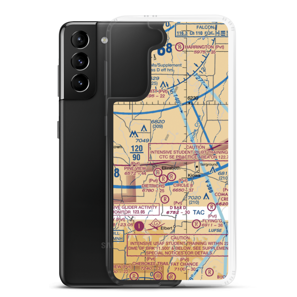 Safer Airport (2CD6) VFR Sectional Samsung Case Samsung Galaxy S21 Plus model shown