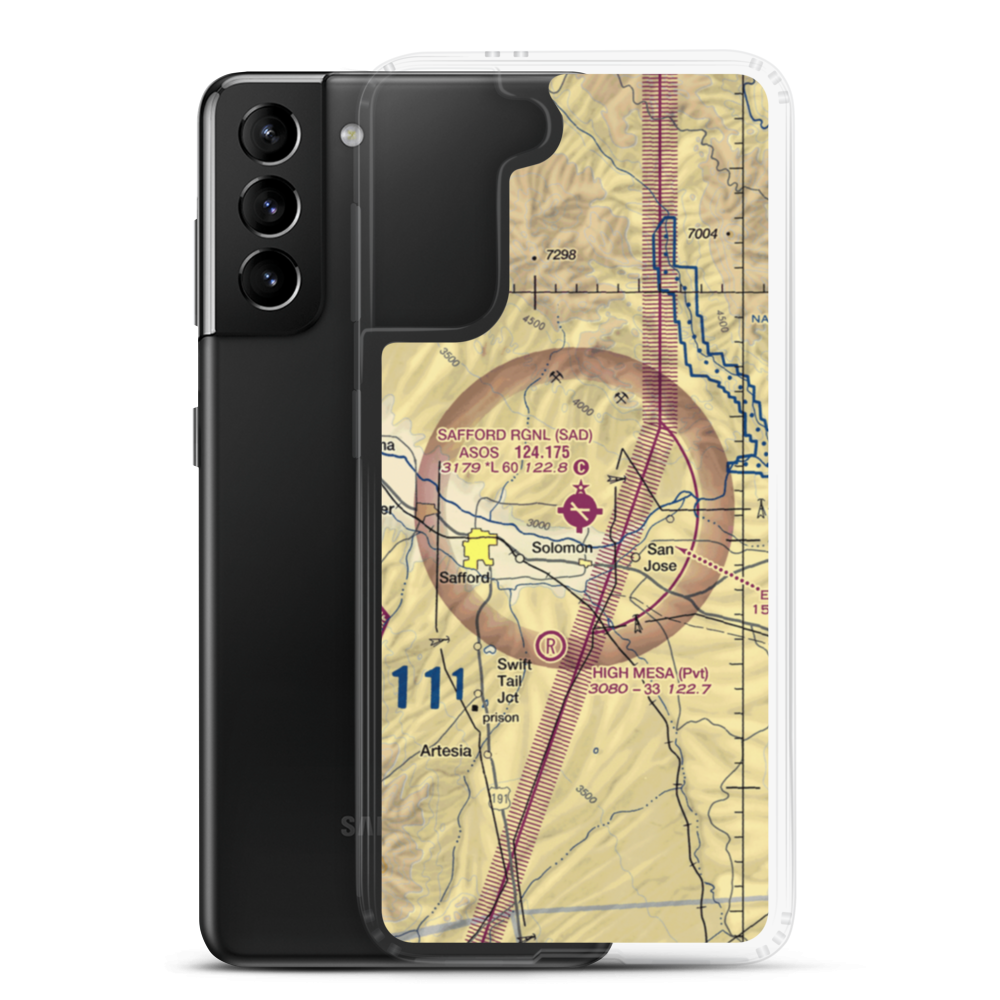 Safford Regional Airport (SAD) VFR Sectional Samsung Case Samsung Galaxy S21 Plus model shown