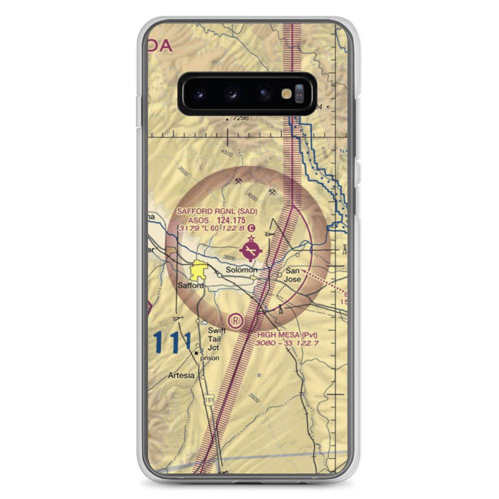 Safford Regional Airport (SAD) VFR Sectional Samsung Case Samsung Galaxy S10+ model shown