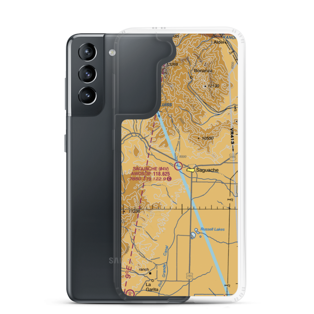 Saguache Municipal Airport (04V) VFR Sectional Samsung Case Samsung Galaxy S21 model shown
