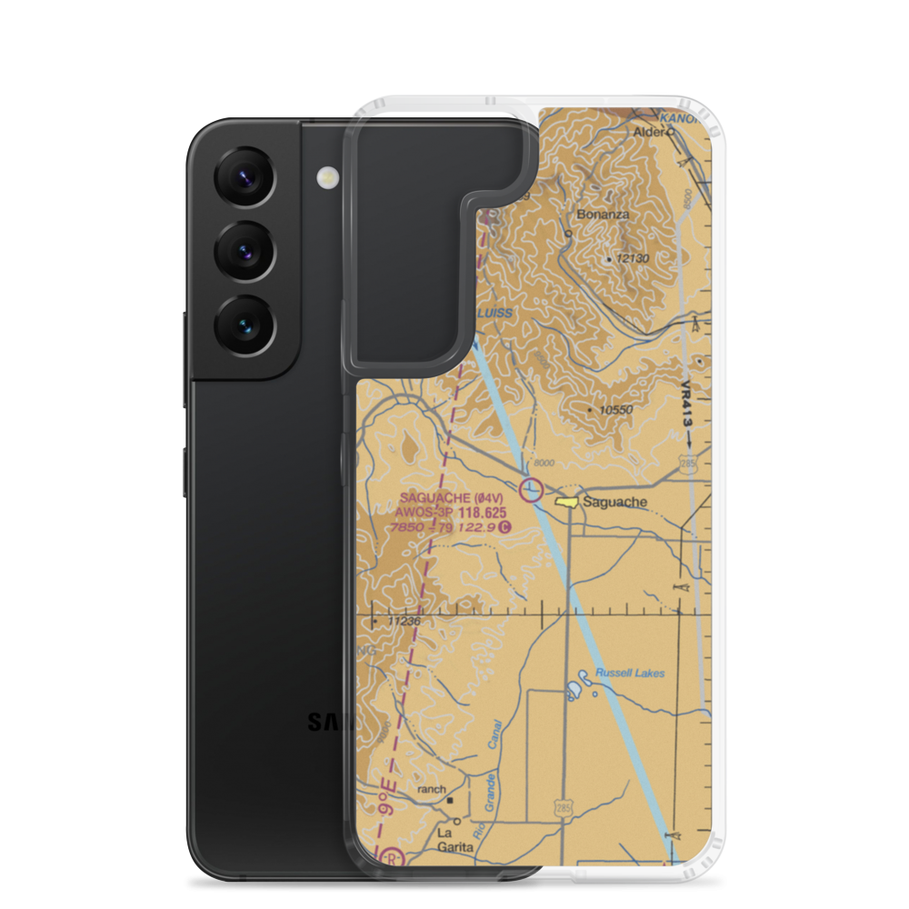 Saguache Municipal Airport (04V) VFR Sectional Samsung Case Samsung Galaxy S22 model shown
