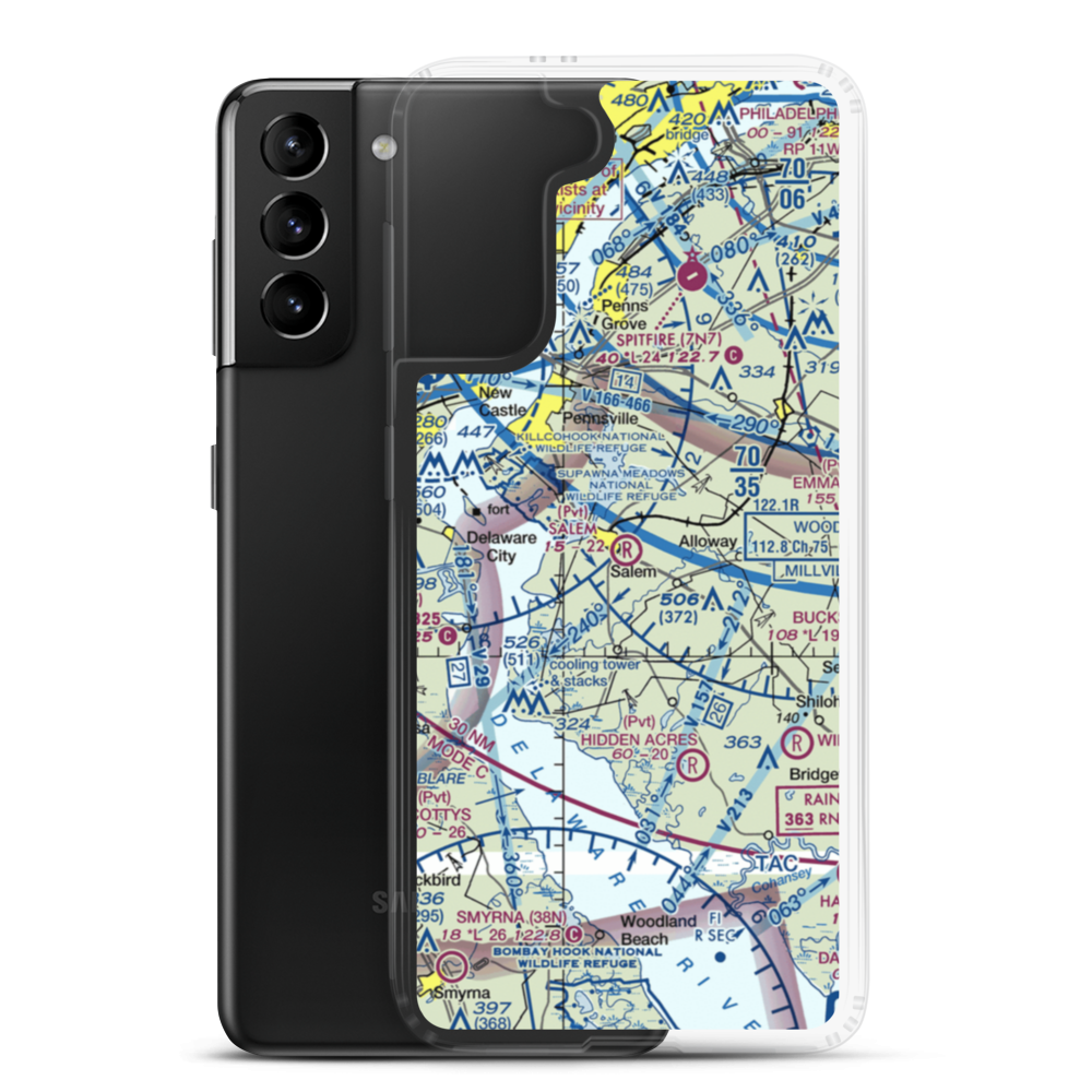 Salem Airfield (NJ74) VFR Sectional Samsung Case Samsung Galaxy S21 Plus model shown