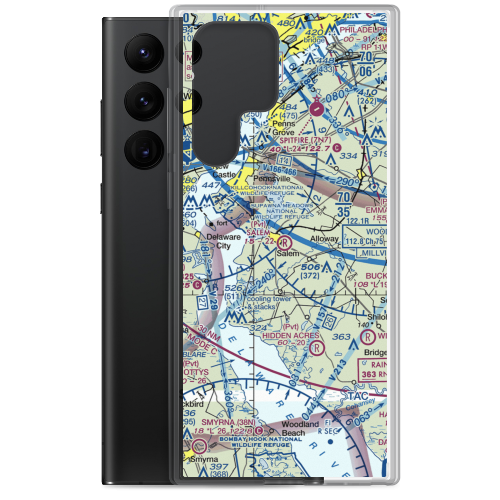 Salem Airfield (NJ74) VFR Sectional Samsung Case Samsung Galaxy S22 Ultra model shown