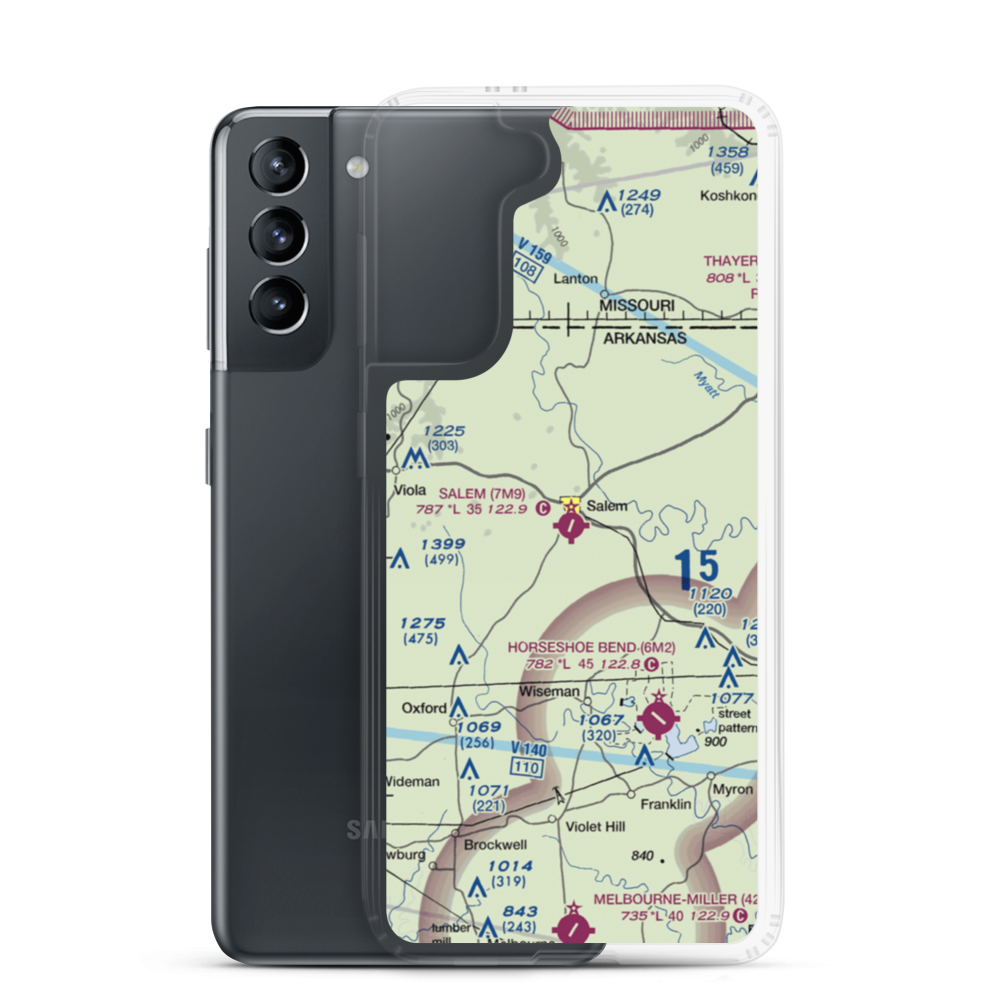 Salem Airport (7M9) VFR Sectional Samsung Case Samsung Galaxy S21 model shown
