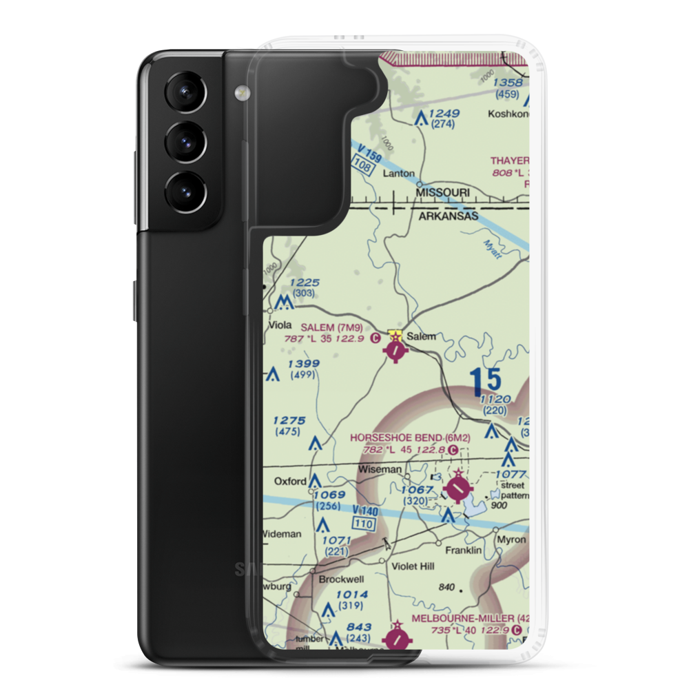 Salem Airport (7M9) VFR Sectional Samsung Case Samsung Galaxy S21 Plus model shown
