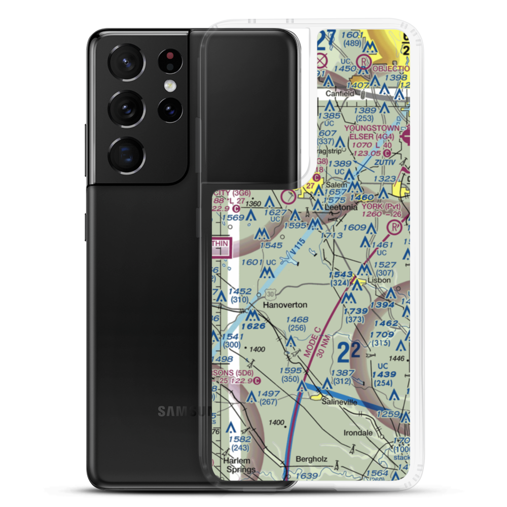 Salem Lakefront Airport (OH27) VFR Sectional Samsung Case Samsung Galaxy S21 Ultra model shown