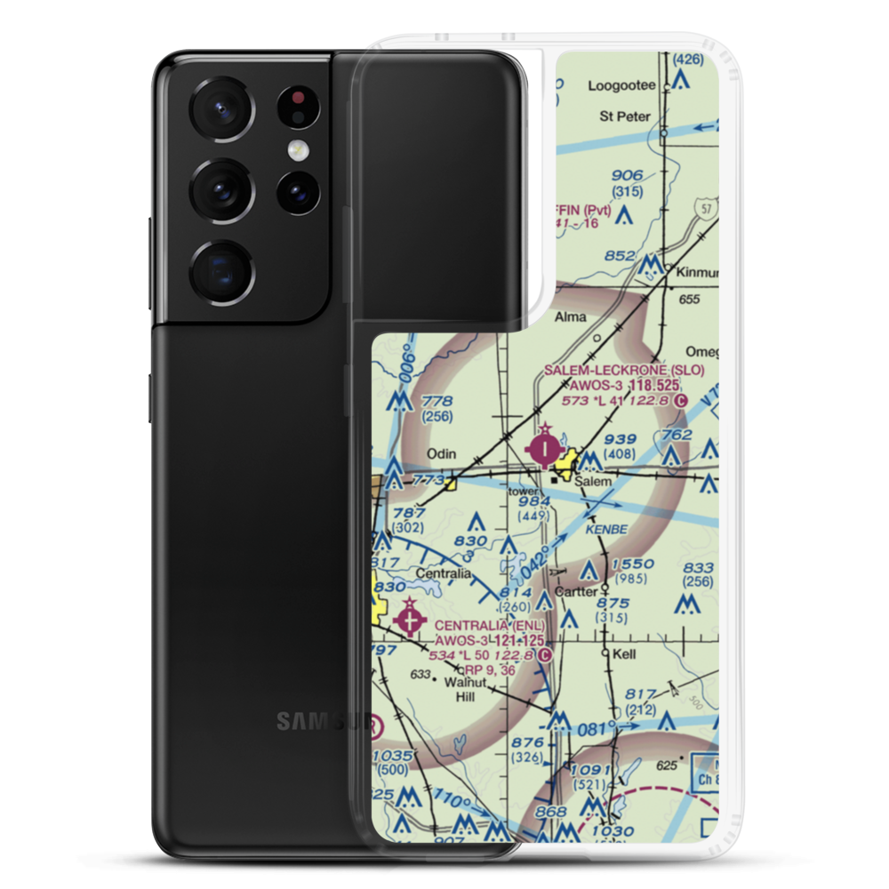 Salem Leckrone Airport (SLO) VFR Sectional Samsung Case Samsung Galaxy S21 Ultra model shown