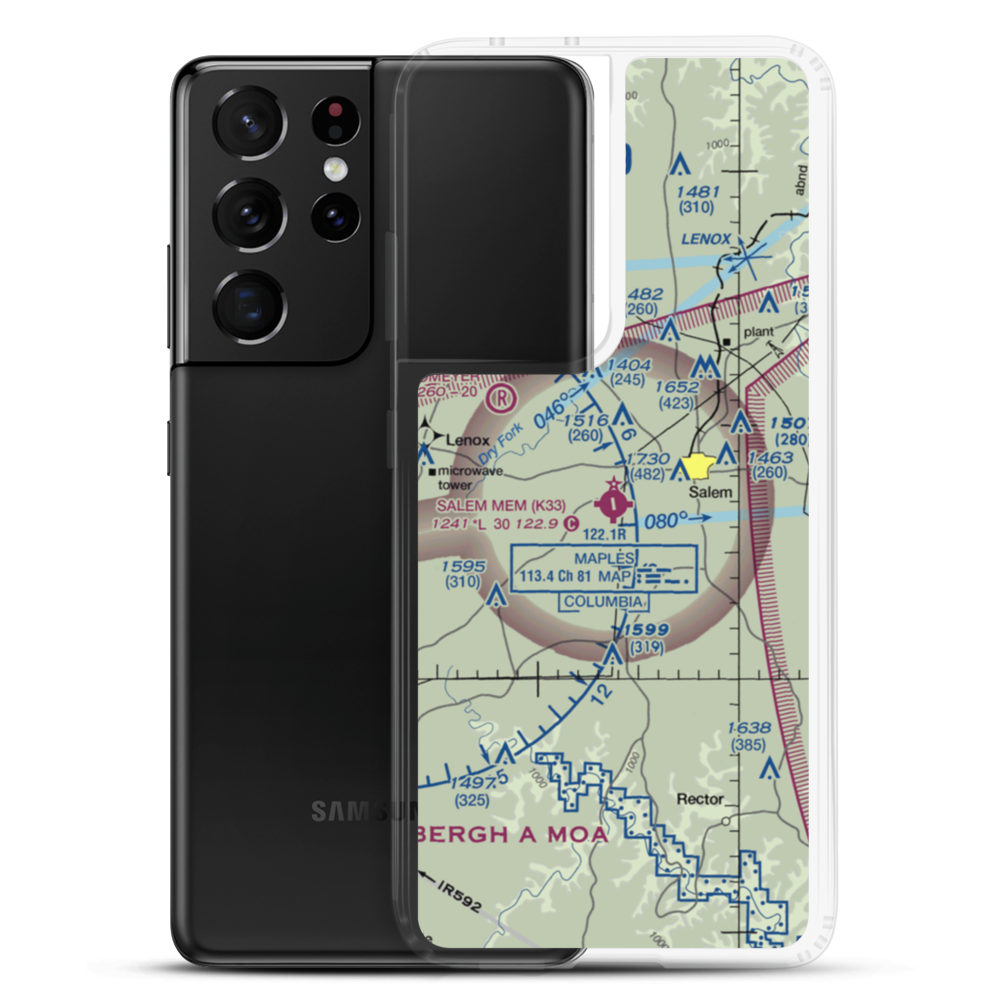 Salem Memorial Airport (K33) VFR Sectional Samsung Case Samsung Galaxy S21 Ultra model shown