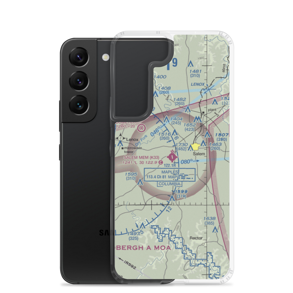 Salem Memorial Airport (K33) VFR Sectional Samsung Case Samsung Galaxy S22 model shown