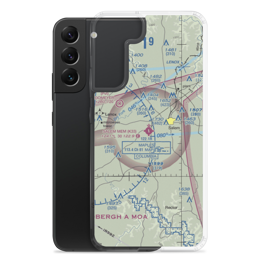 Salem Memorial Airport (K33) VFR Sectional Samsung Case Samsung Galaxy S22 Plus model shown