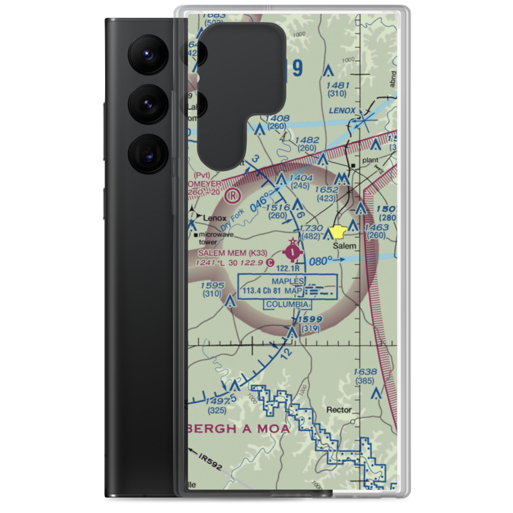 Salem Memorial Airport (K33) VFR Sectional Samsung Case Samsung Galaxy S22 Ultra model shown