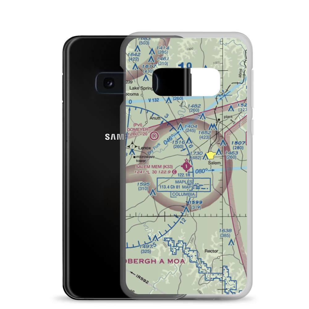 Salem Memorial Airport (K33) VFR Sectional Samsung Case Samsung Galaxy S10e model shown