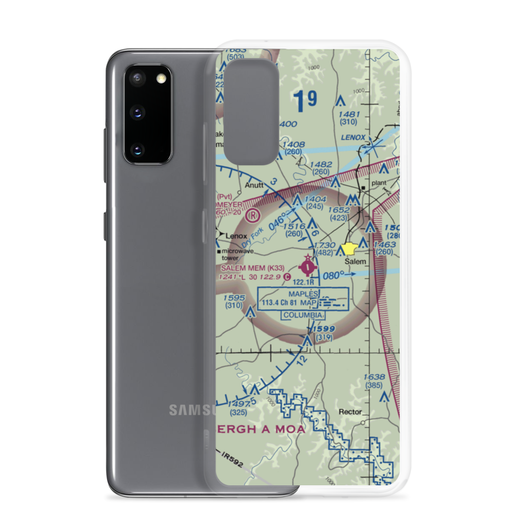 Salem Memorial Airport (K33) VFR Sectional Samsung Case Samsung Galaxy S20 model shown