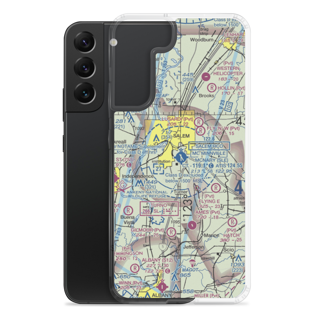 Salem Municipal Airport/McNary Field (SLE) VFR Sectional Samsung Case Samsung Galaxy S22 Plus model shown