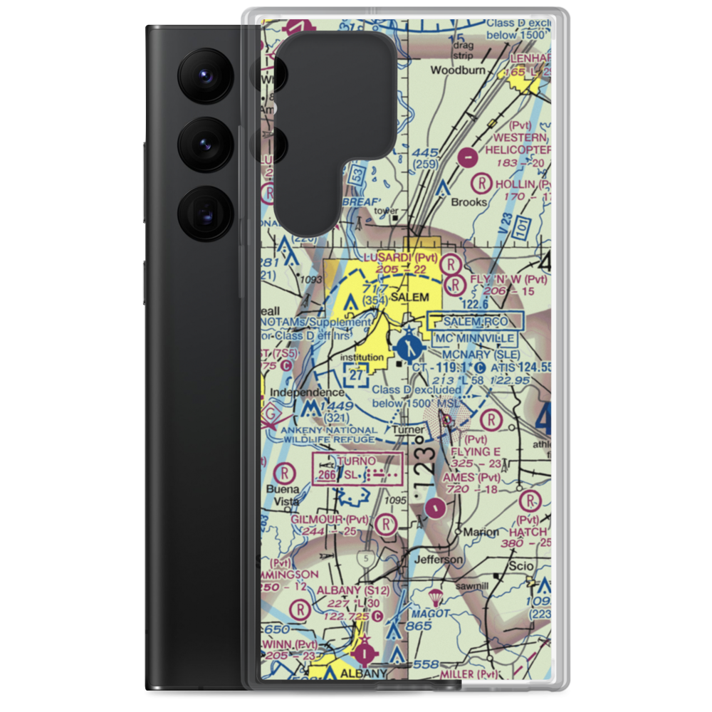 Salem Municipal Airport/McNary Field (SLE) VFR Sectional Samsung Case Samsung Galaxy S22 Ultra model shown