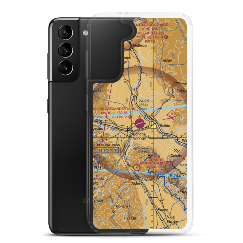 Salida Airport Harriett Alexander Field (ANK) VFR Sectional Samsung Case Samsung Galaxy S21 Plus model shown