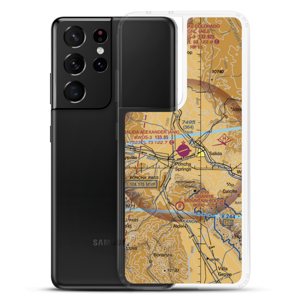 Salida Airport Harriett Alexander Field (ANK) VFR Sectional Samsung Case Samsung Galaxy S21 Ultra model shown