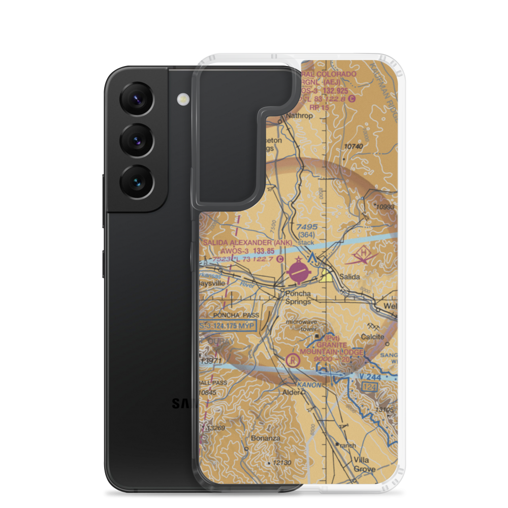Salida Airport Harriett Alexander Field (ANK) VFR Sectional Samsung Case Samsung Galaxy S22 model shown