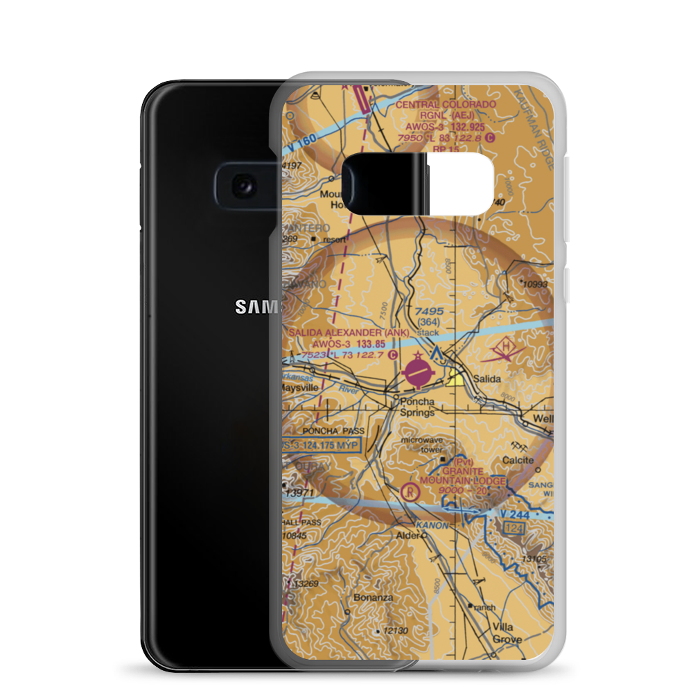 Salida Airport Harriett Alexander Field (ANK) VFR Sectional Samsung Case Samsung Galaxy S10e model shown