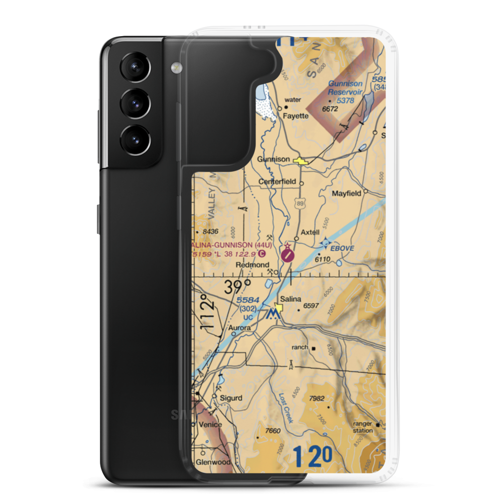 Salina Gunnison Airport (44U) VFR Sectional Samsung Case Samsung Galaxy S21 Plus model shown
