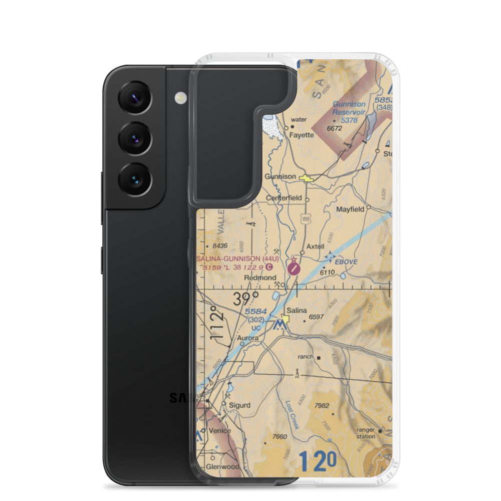 Salina Gunnison Airport (44U) VFR Sectional Samsung Case Samsung Galaxy S22 model shown