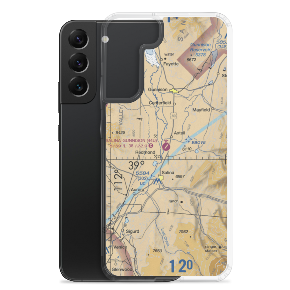 Salina Gunnison Airport (44U) VFR Sectional Samsung Case Samsung Galaxy S22 Plus model shown