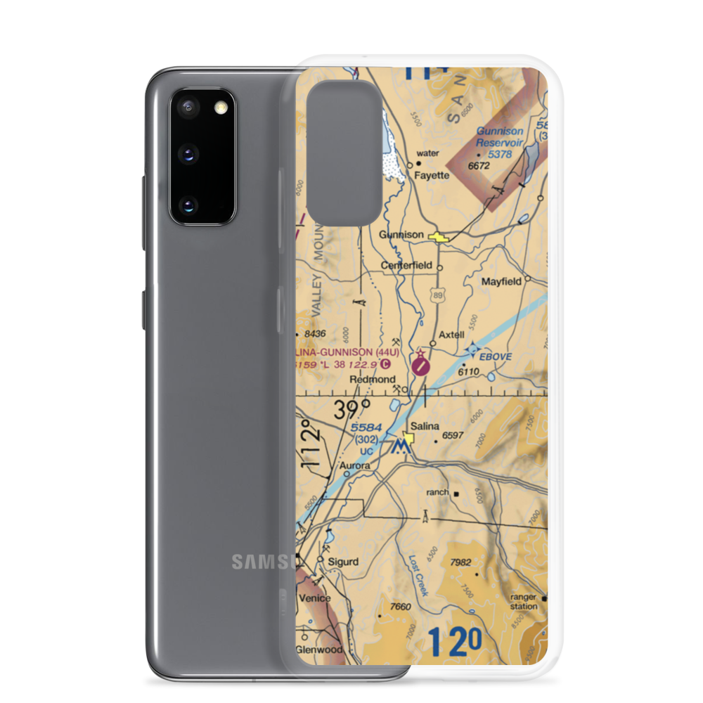 Salina Gunnison Airport (44U) VFR Sectional Samsung Case Samsung Galaxy S20 model shown