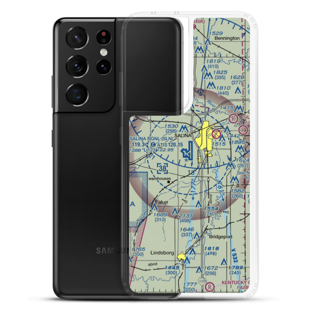 Salina Municipal Airport (SLN) VFR Sectional Samsung Case Samsung Galaxy S21 Ultra model shown
