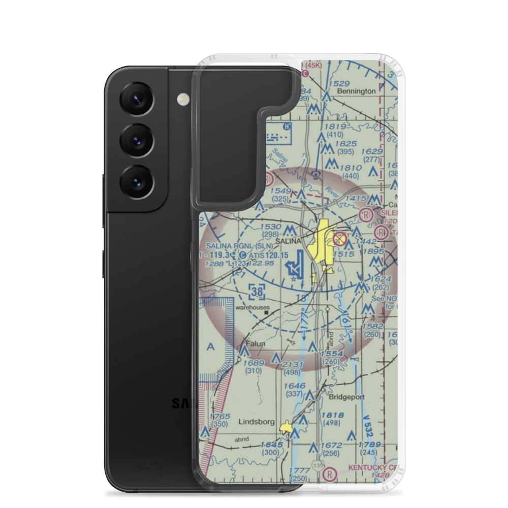 Salina Municipal Airport (SLN) VFR Sectional Samsung Case Samsung Galaxy S22 model shown