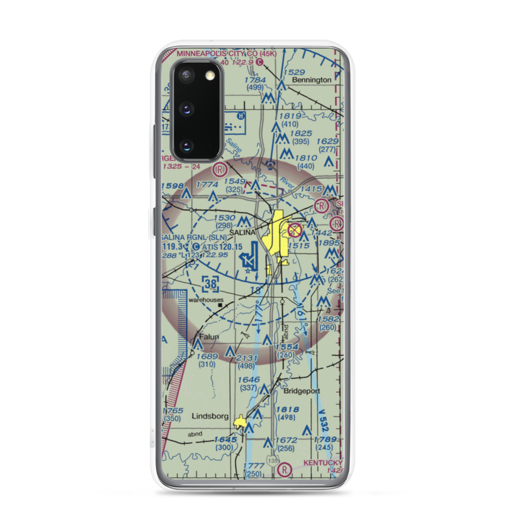 Salina Municipal Airport (SLN) VFR Sectional Samsung Case Samsung Galaxy S20 model shown