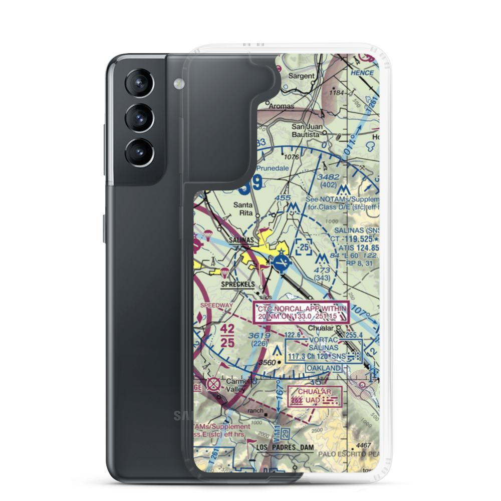 Salinas Municipal Airport (SNS) VFR Sectional Samsung Case Samsung Galaxy S21 model shown