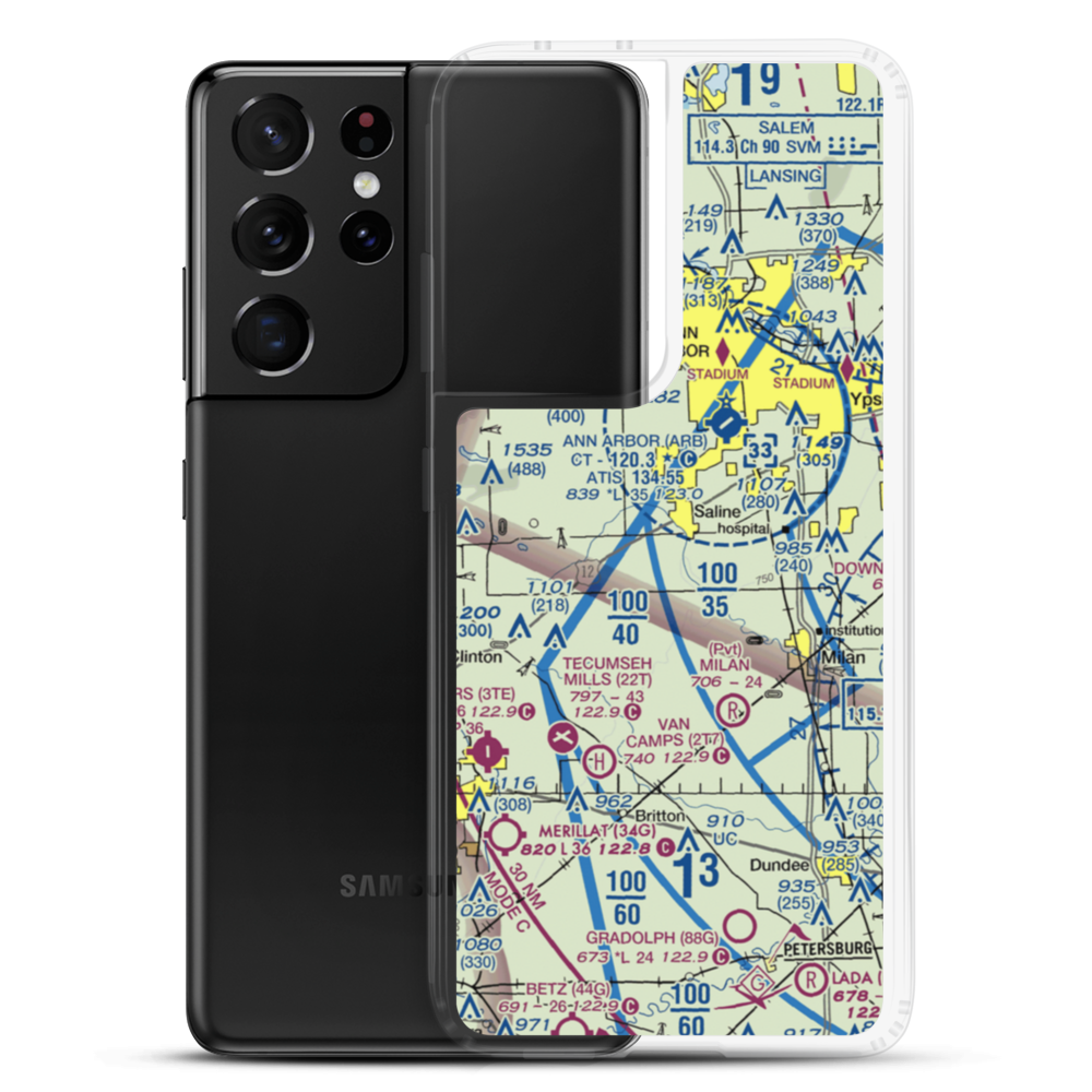 Saline Airport (68MI) VFR Sectional Samsung Case Samsung Galaxy S21 Ultra model shown