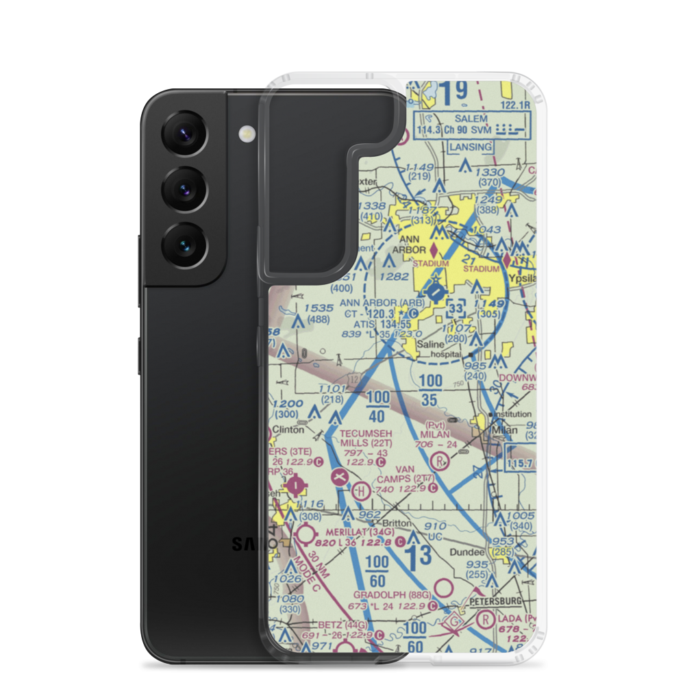 Saline Airport (68MI) VFR Sectional Samsung Case Samsung Galaxy S22 model shown