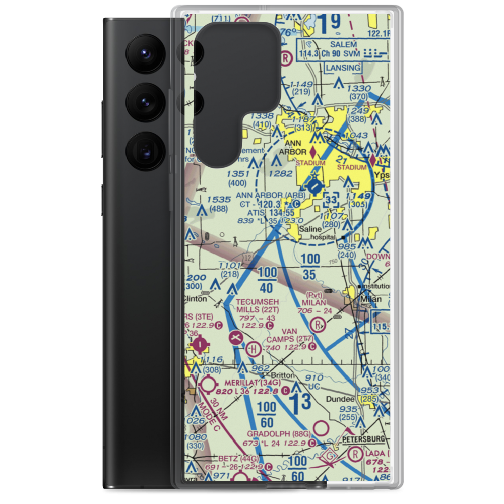 Saline Airport (68MI) VFR Sectional Samsung Case Samsung Galaxy S22 Ultra model shown