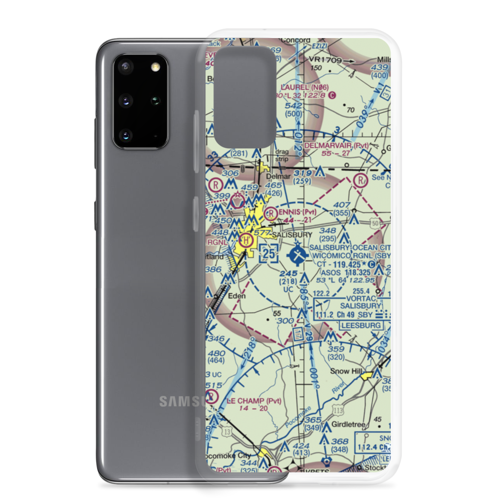 Salisbury Ocean City Wicomico Regional Airport (SBY) VFR Sectional Samsung Case Samsung Galaxy S20 Plus model shown