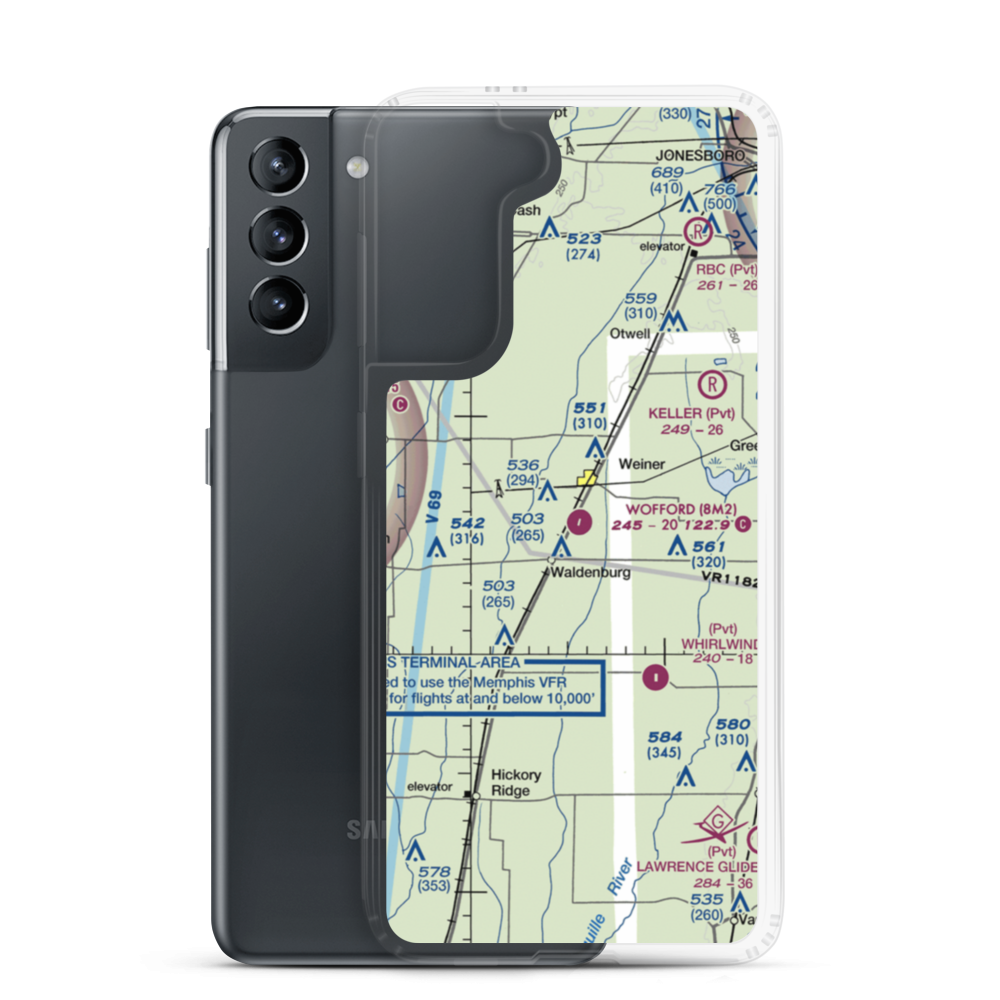 Sally Wofford Airport (8M2) VFR Sectional Samsung Case Samsung Galaxy S21 model shown