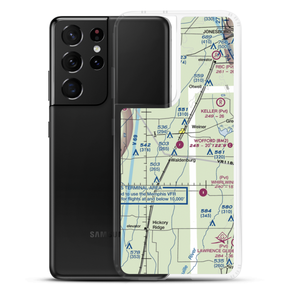 Sally Wofford Airport (8M2) VFR Sectional Samsung Case Samsung Galaxy S21 Ultra model shown