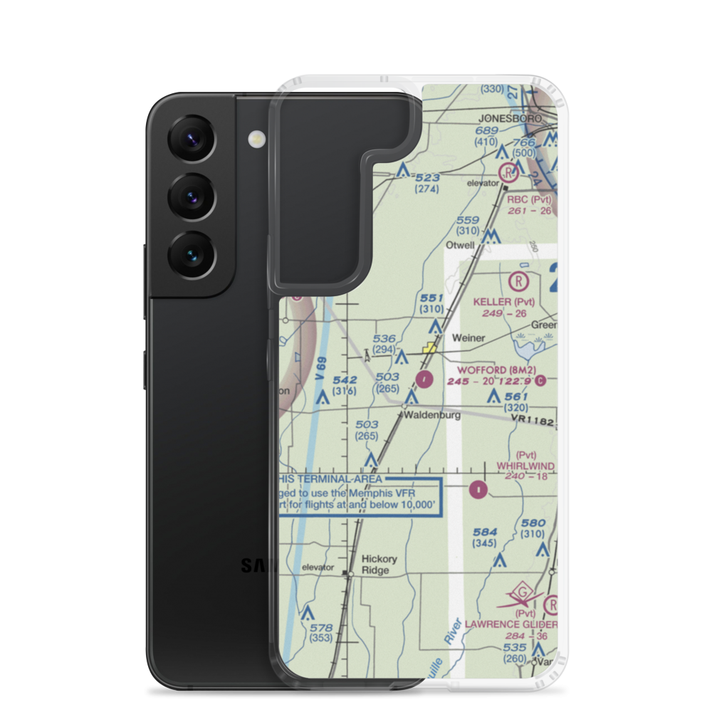 Sally Wofford Airport (8M2) VFR Sectional Samsung Case Samsung Galaxy S22 model shown