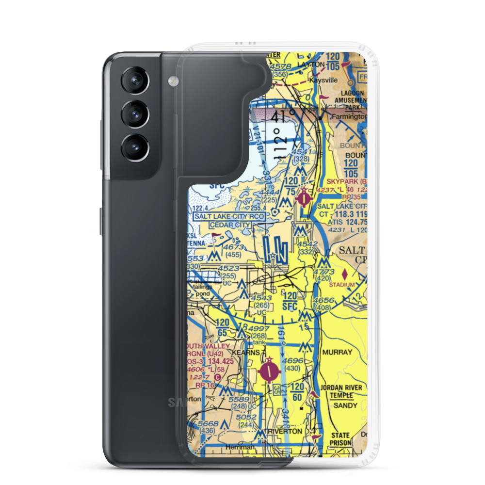 Salt Lake City International Airport (SLC) VFR Sectional Samsung Case Samsung Galaxy S21 model shown