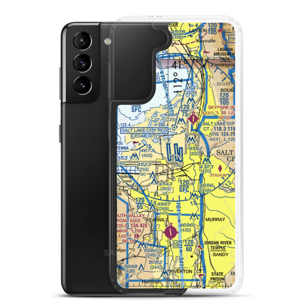 Salt Lake City International Airport (SLC) VFR Sectional Samsung Case Samsung Galaxy S21 Plus model shown