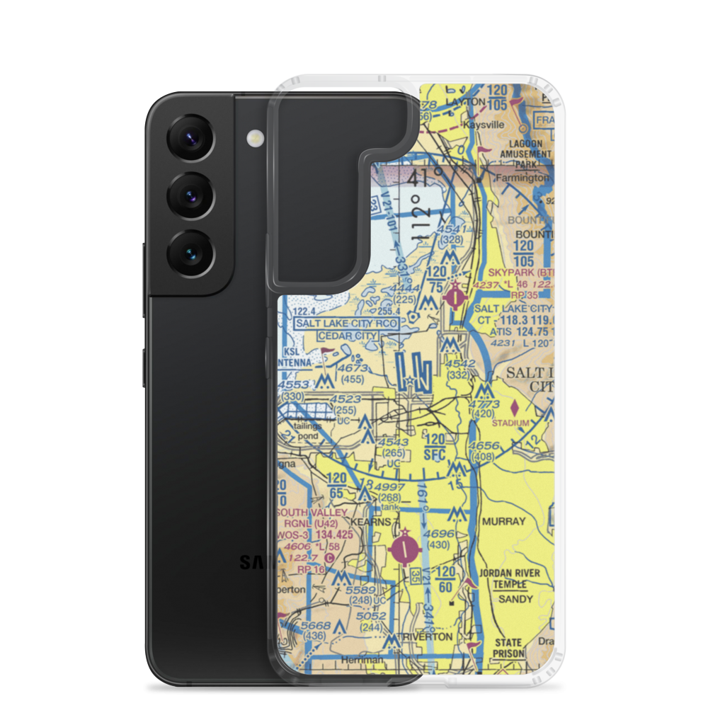Salt Lake City International Airport (SLC) VFR Sectional Samsung Case Samsung Galaxy S22 model shown