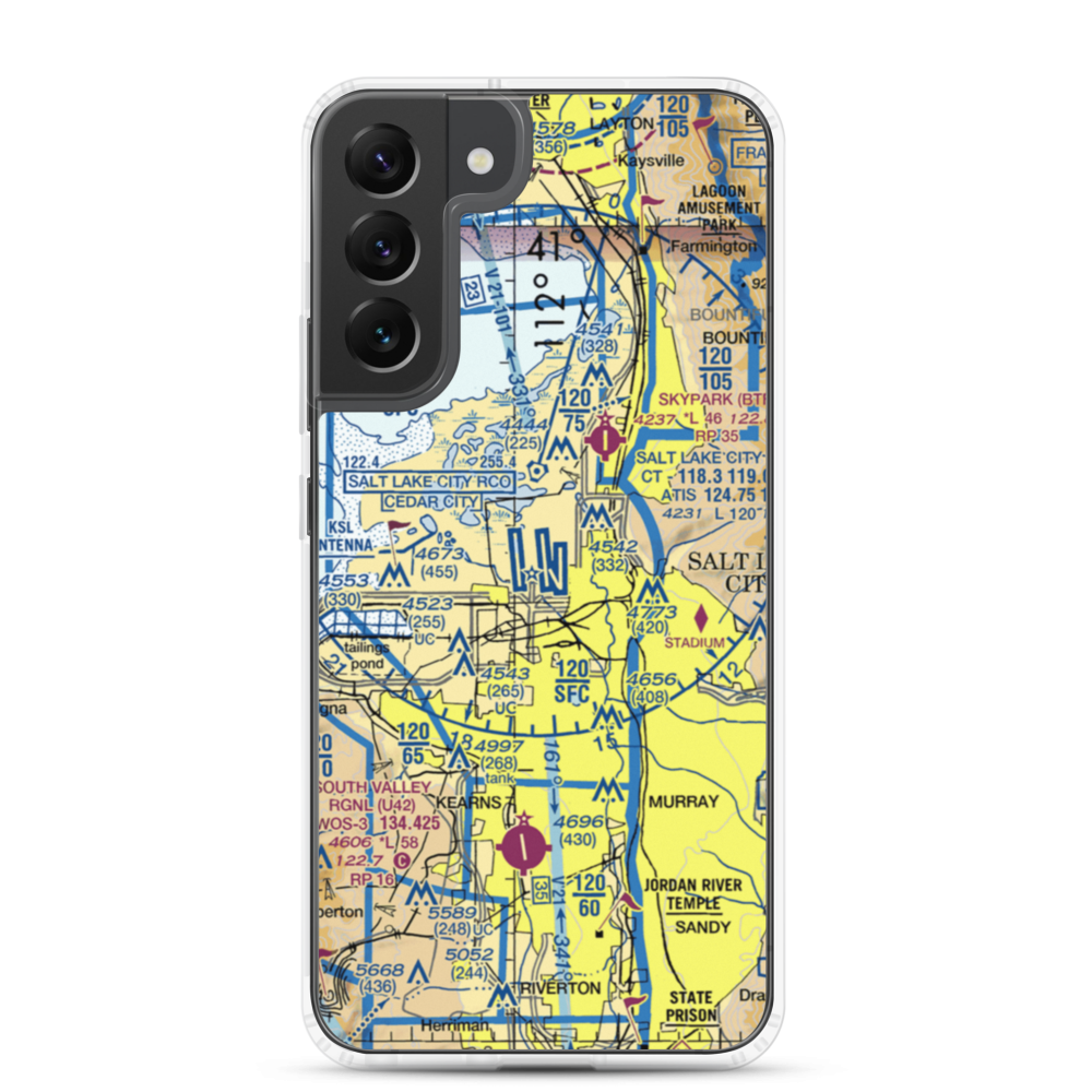 Salt Lake City International Airport (SLC) VFR Sectional Samsung Case Samsung Galaxy S22 Plus model shown