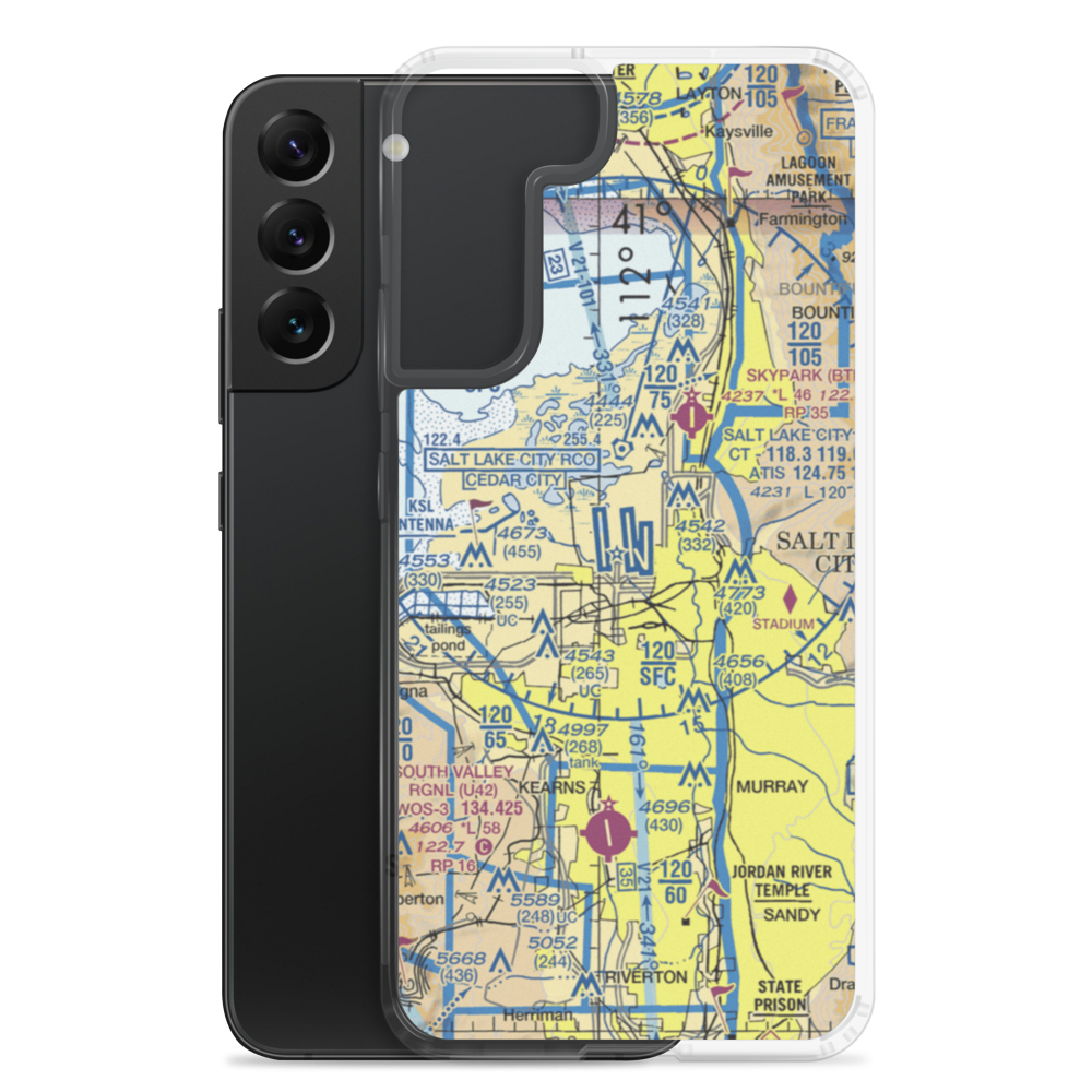 Salt Lake City International Airport (SLC) VFR Sectional Samsung Case Samsung Galaxy S22 Plus model shown