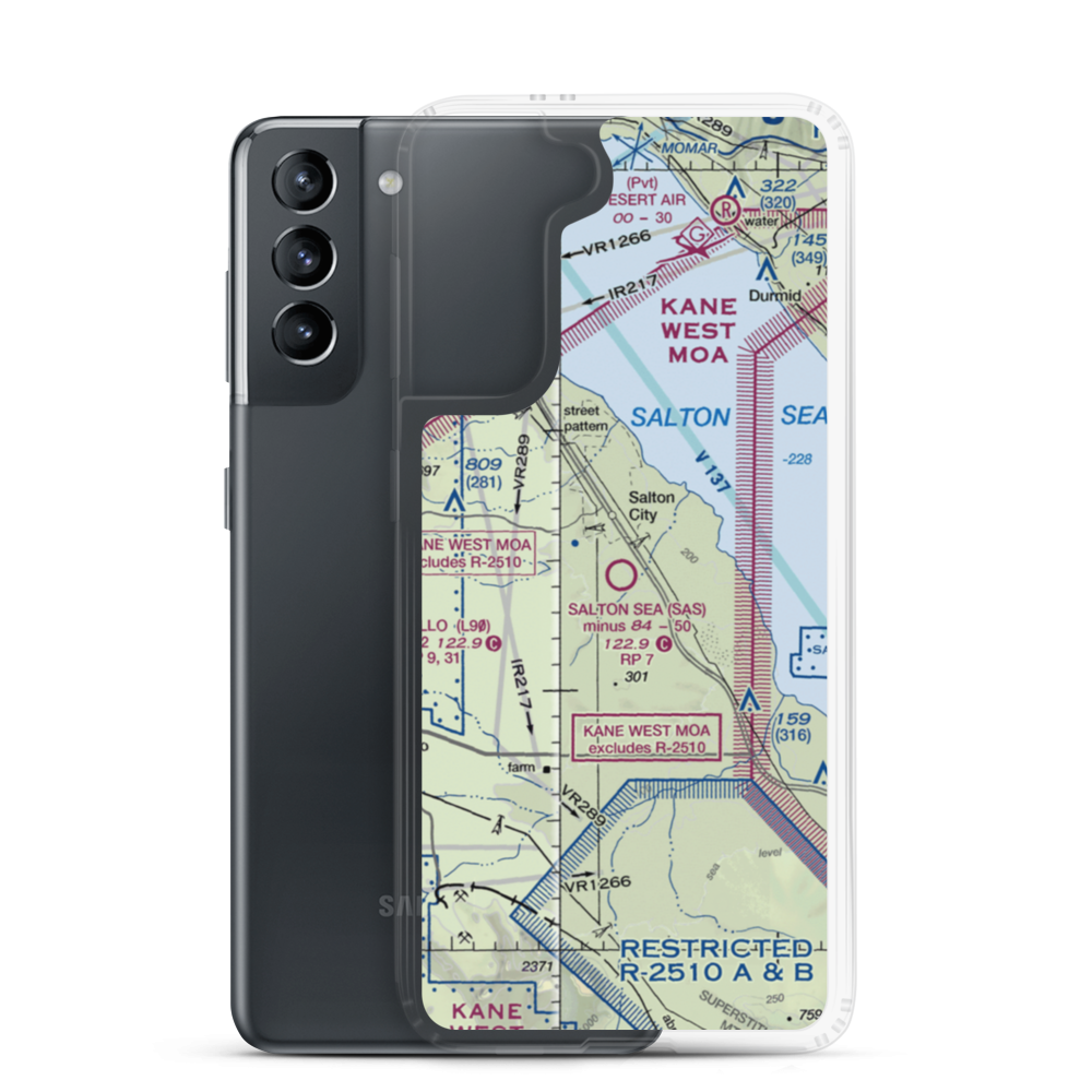 Salton Sea Airport (SAS) VFR Sectional Samsung Case Samsung Galaxy S21 model shown