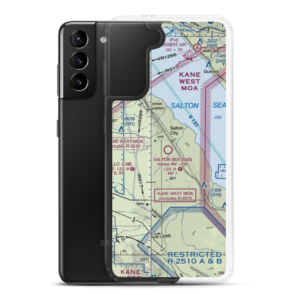 Salton Sea Airport (SAS) VFR Sectional Samsung Case Samsung Galaxy S21 Plus model shown