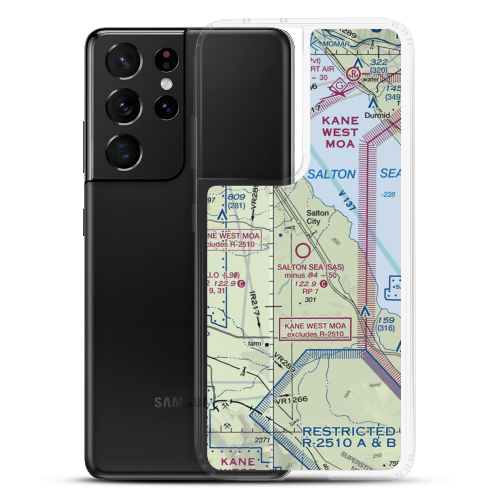 Salton Sea Airport (SAS) VFR Sectional Samsung Case Samsung Galaxy S21 Ultra model shown