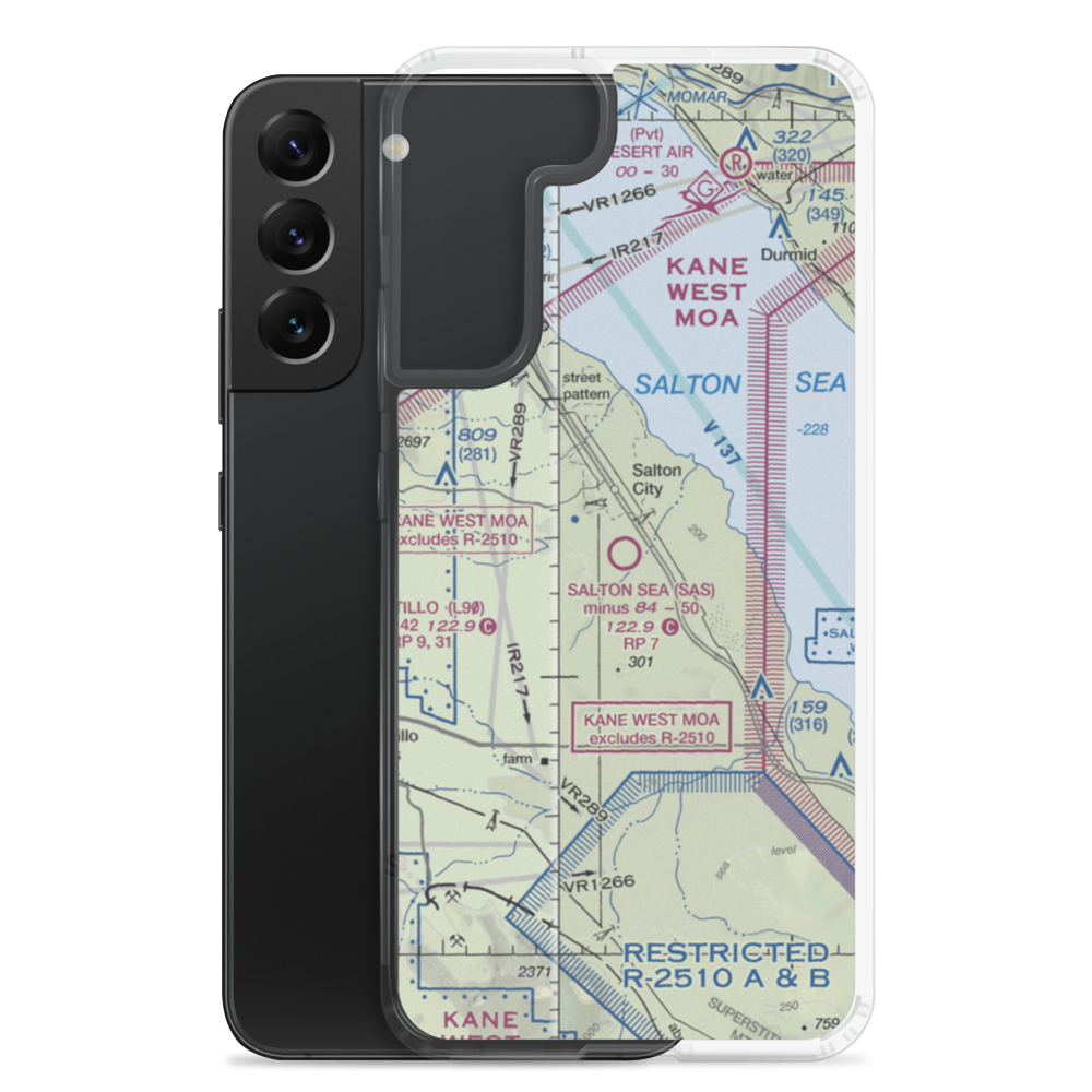 Salton Sea Airport (SAS) VFR Sectional Samsung Case Samsung Galaxy S22 Plus model shown