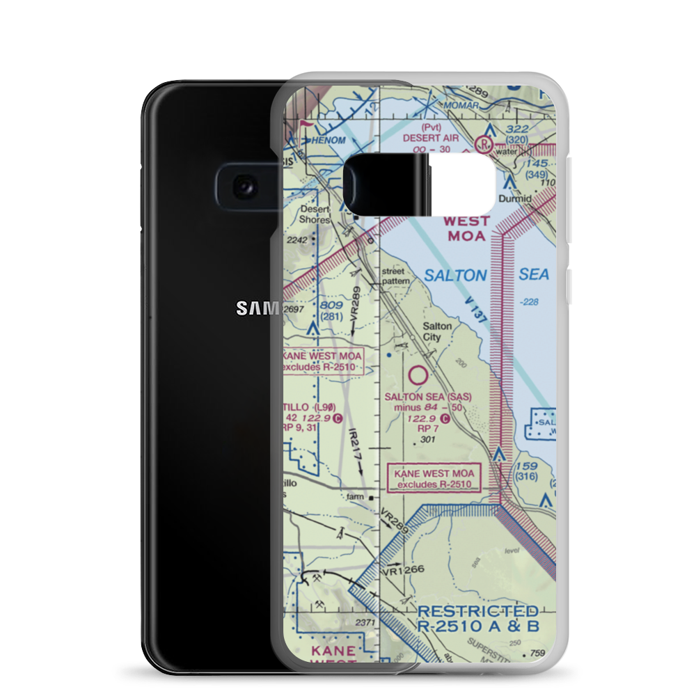 Salton Sea Airport (SAS) VFR Sectional Samsung Case Samsung Galaxy S10e model shown