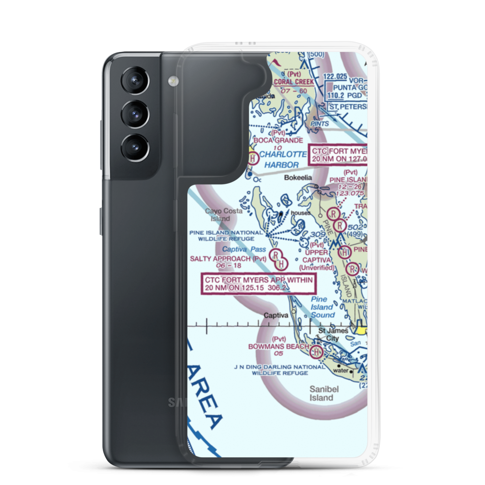 Salty Approach Airport (FL90) VFR Sectional Samsung Case Samsung Galaxy S21 model shown